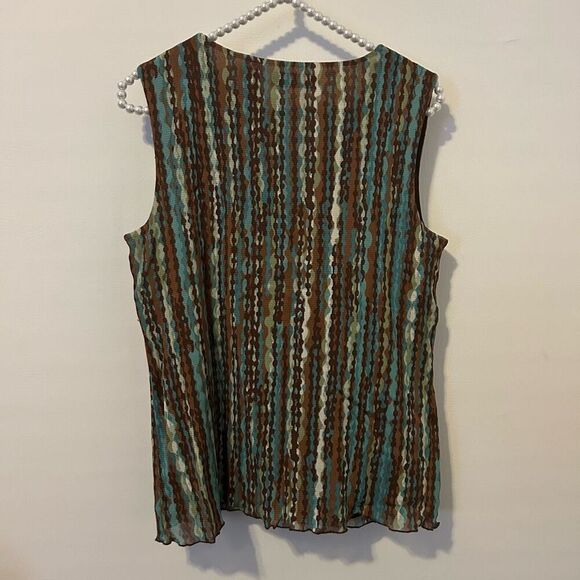Axcess Babydoll Tank Top Size L striped Chiffon Empire Waist Y2K boho 70s peasan - Picture 12 of 12